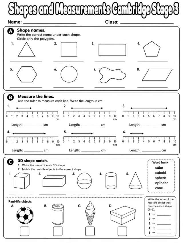 Shapes and Measurements Cambridge Stage 3