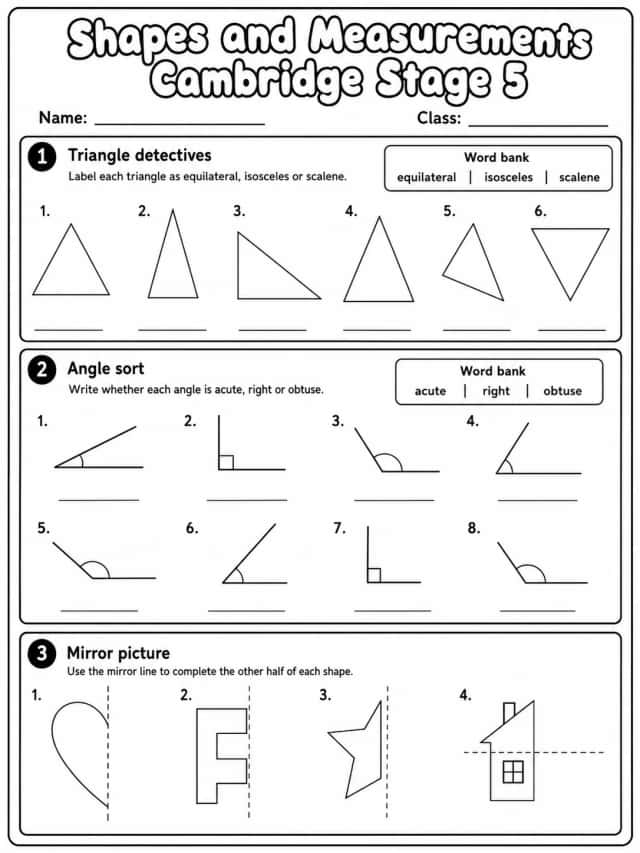 Shapes and Measurements Cambridge Stage 5