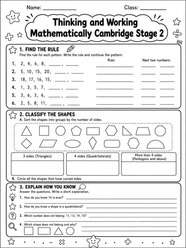Thinking and Working Mathematically Cambridge Stage 2