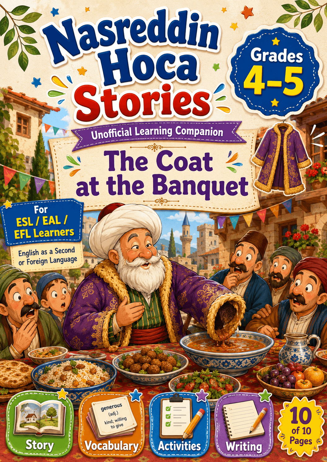 Nasreddin Hoca: The Coat at the Banquet | Grades 4-5 | 10 Pages marketing cover