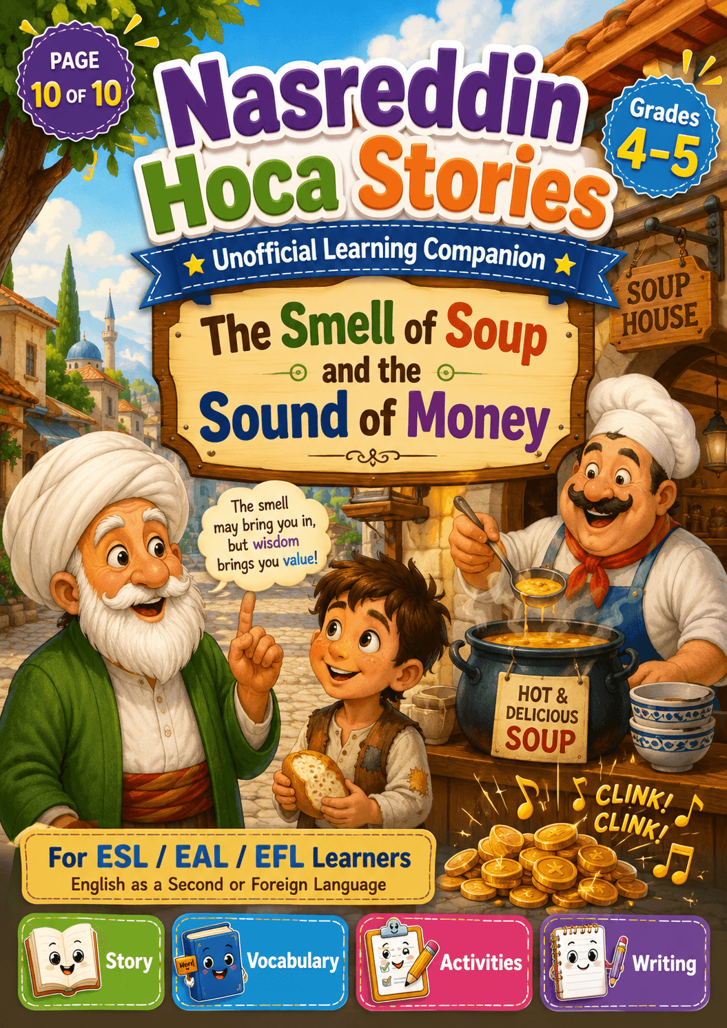 Nasreddin Hoca: Smell of Soup and Sound of Money | Grades 4-5 | 10 Pages marketing cover