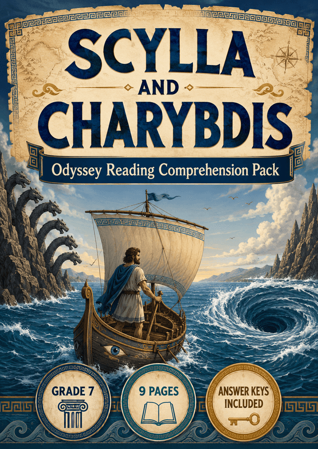 Scylla and Charybdis Reading Comprehension | Grade 7 | 9 Pages