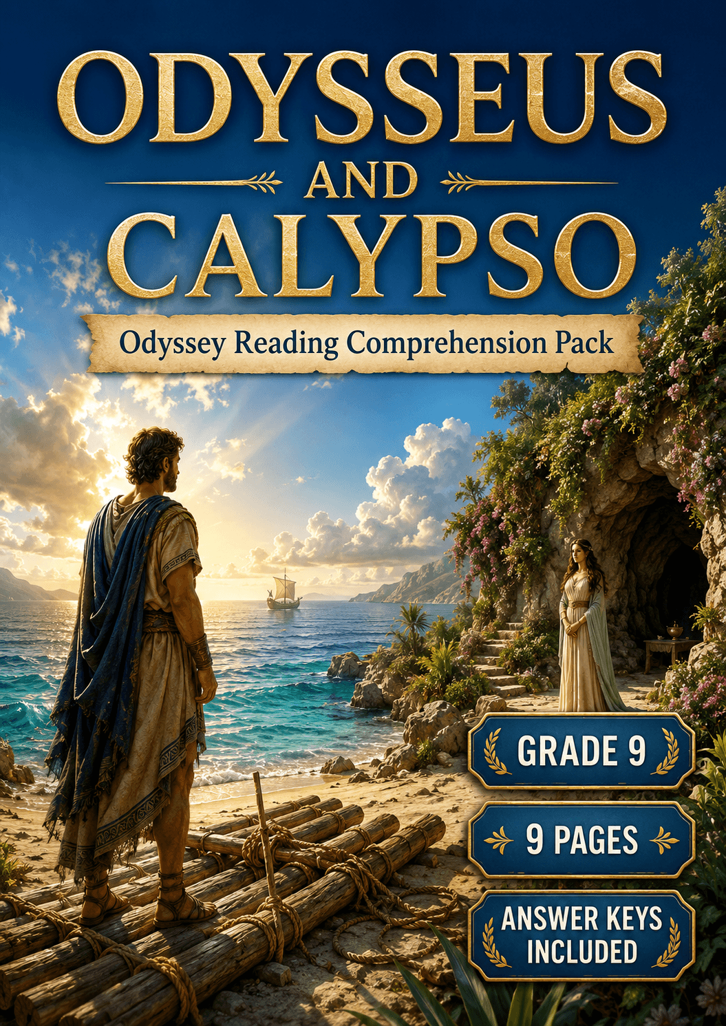 Odysseus and Calypso Reading Comprehension | Grade 9 | 9 Pages marketing cover