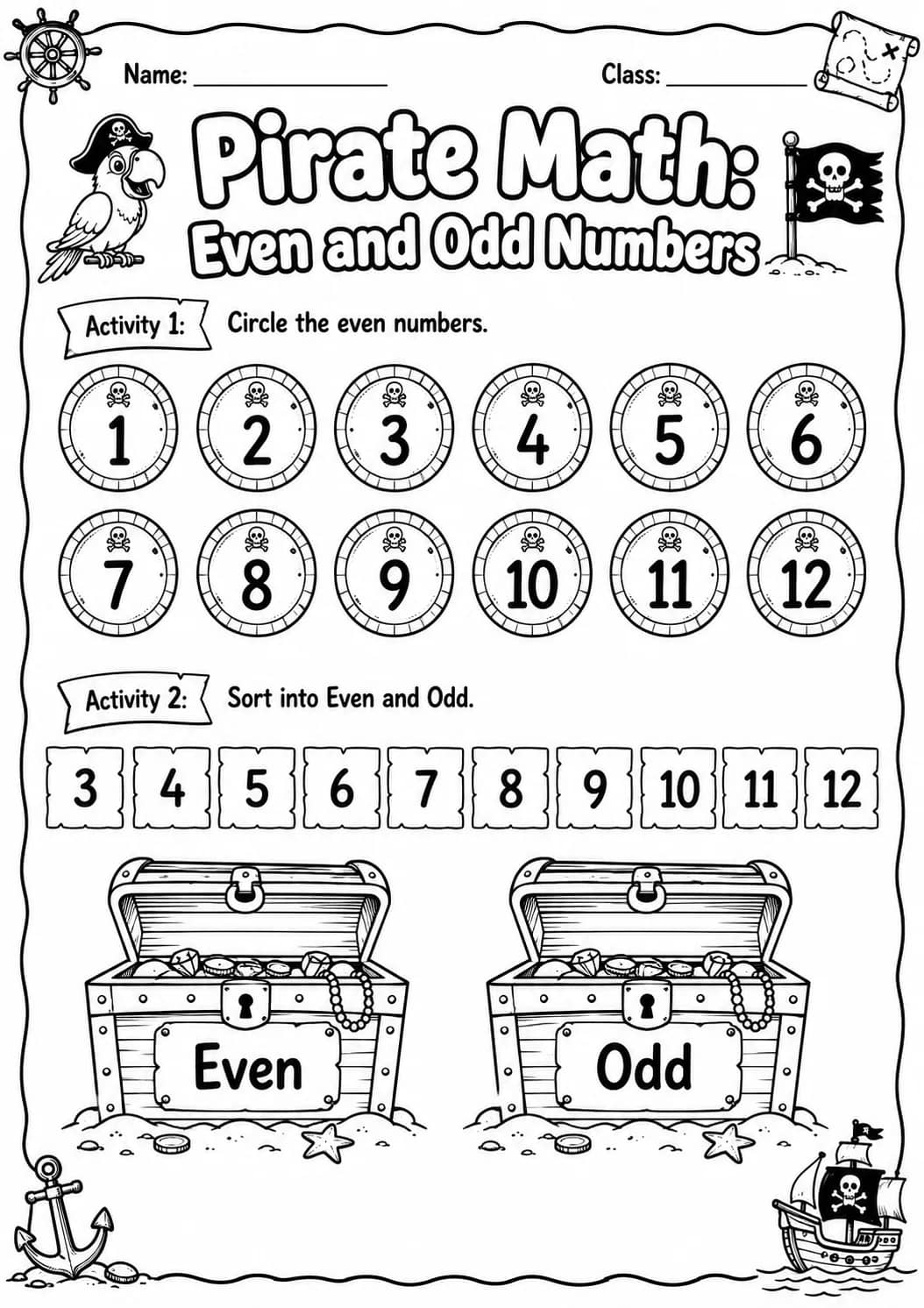 Pirate Math: Capacity and Volume Worksheet printable Pirate Math worksheet preview from KiwiBee