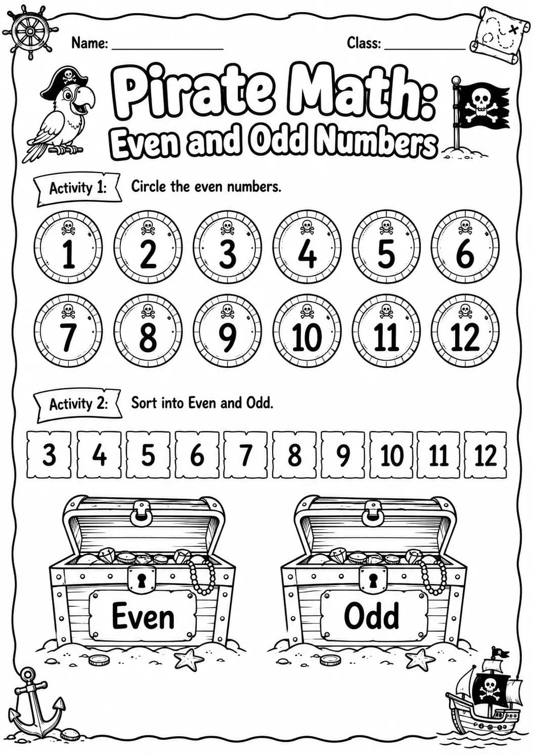 Pirate Math: Capacity and Volume Worksheet printable Pirate Math worksheet preview from KiwiBee