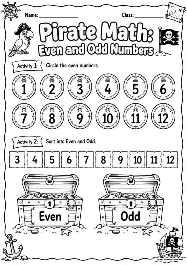 Pirate Math: Capacity and Volume Worksheet