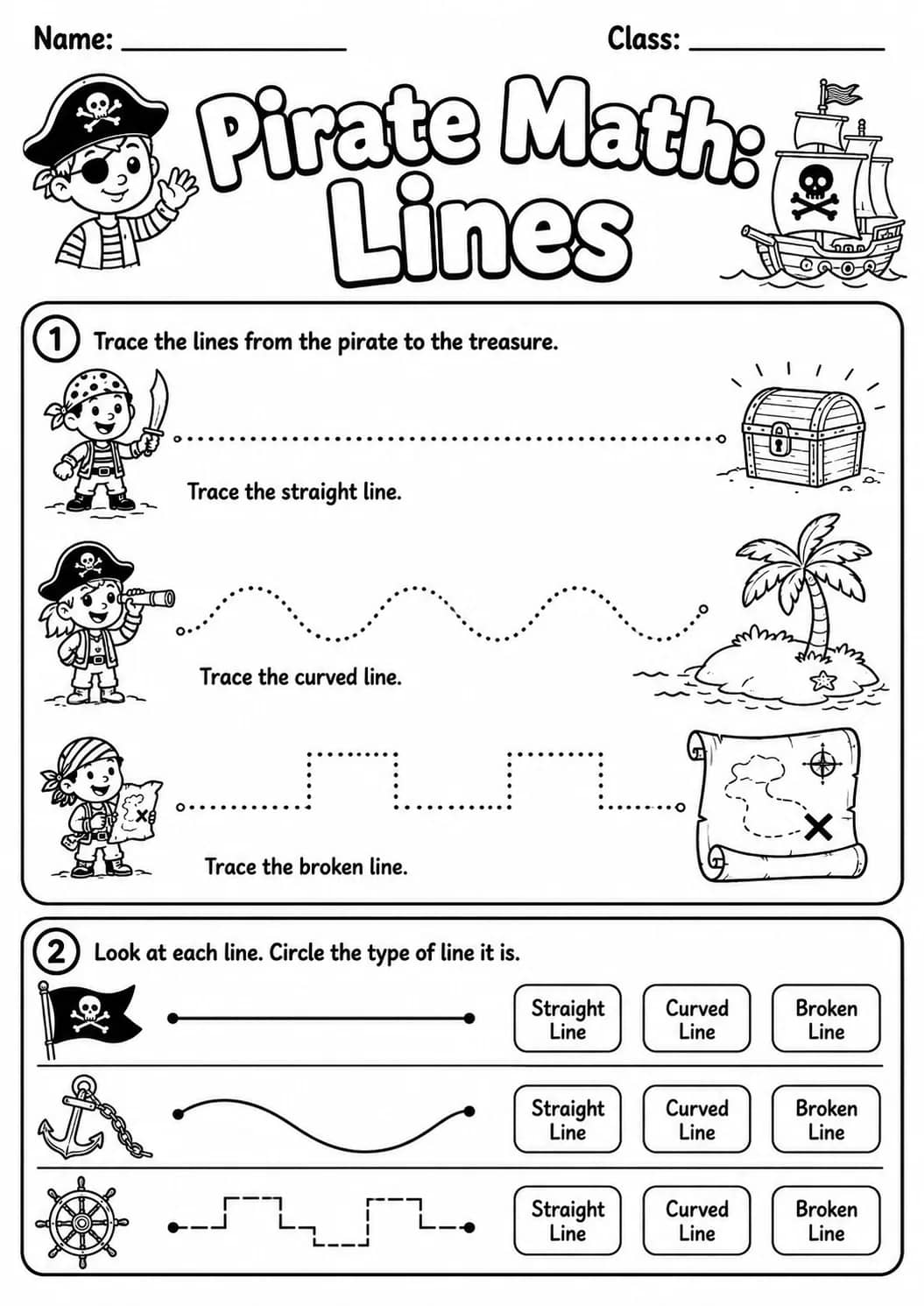 Pirate Math: Capacity and Volume Worksheet printable Pirate Math worksheet preview from KiwiBee