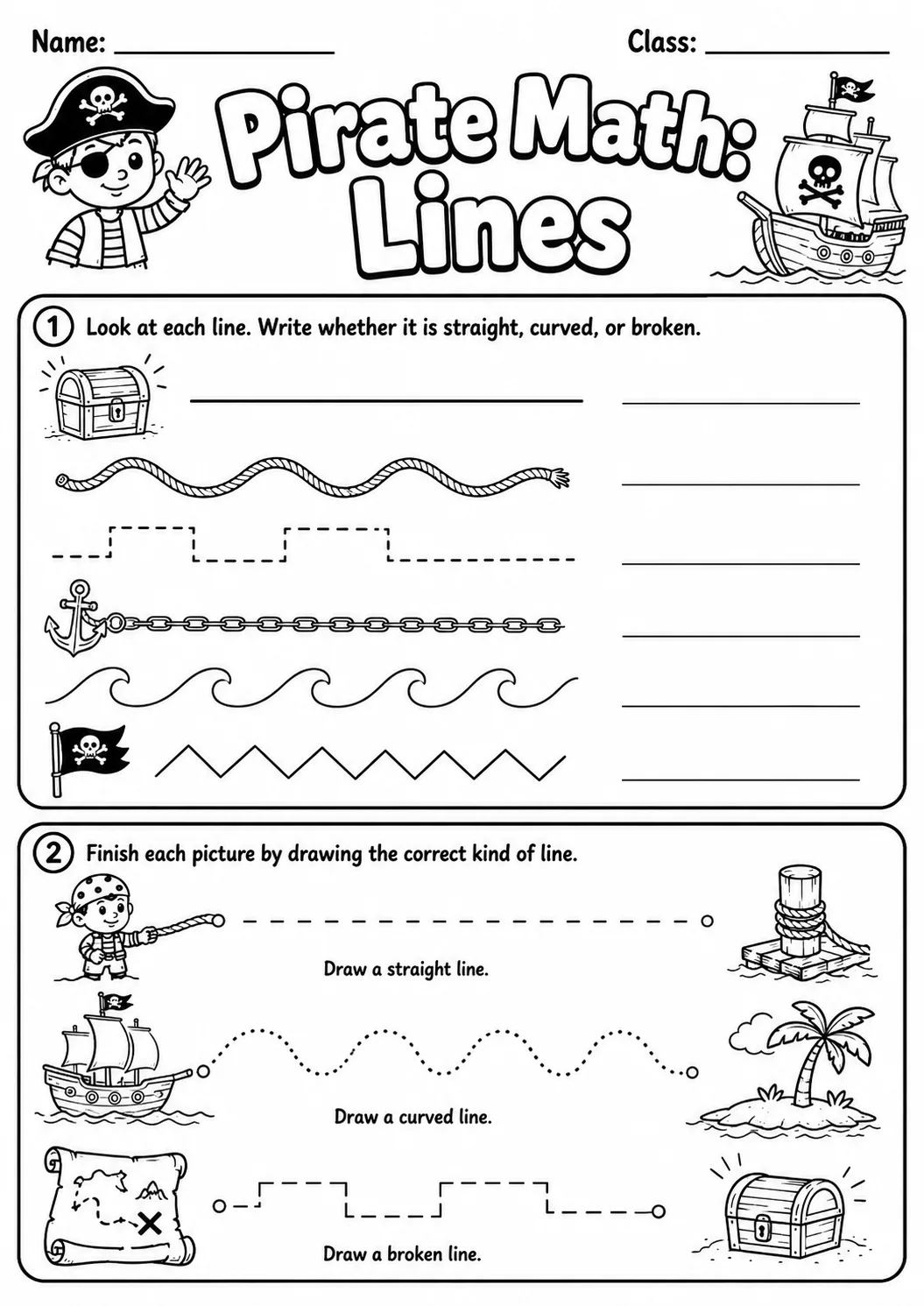 Pirate Math: Capacity and Volume Worksheet printable Pirate Math worksheet preview from KiwiBee