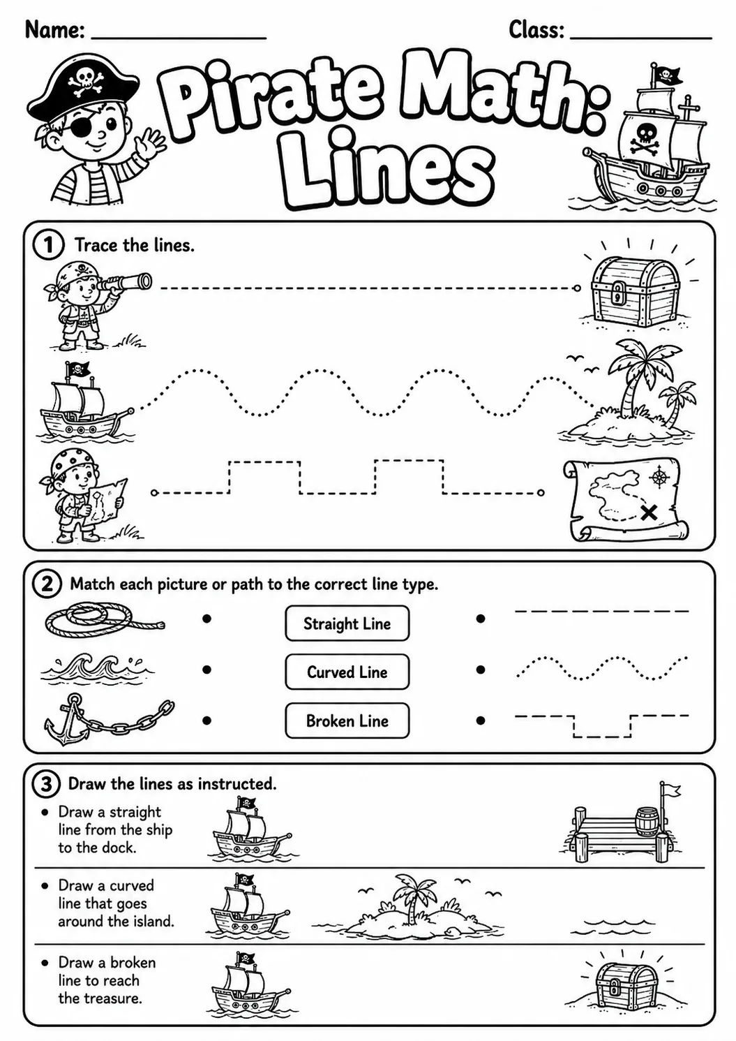 Pirate Math: Capacity and Volume Worksheet printable Pirate Math worksheet preview from KiwiBee