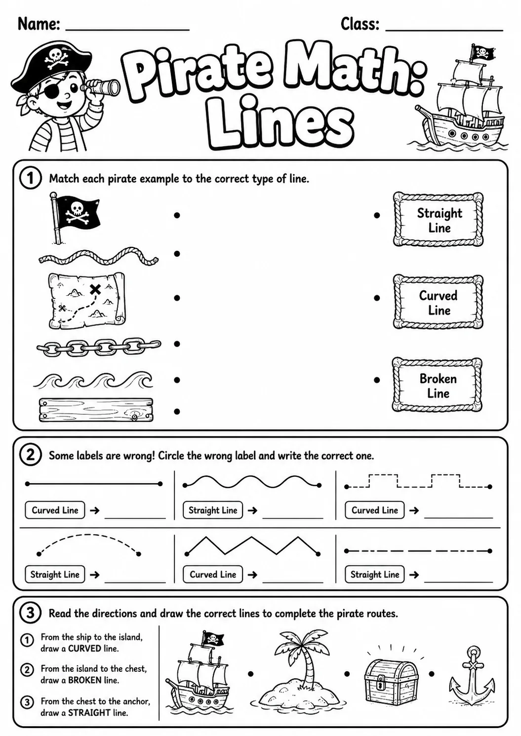 Pirate Math: Capacity and Volume Worksheet printable Pirate Math worksheet preview from KiwiBee