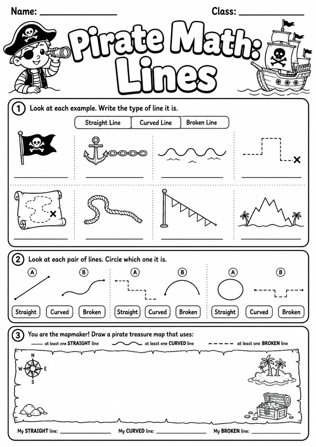 Pirate Math: Capacity and Volume Worksheet printable Pirate Math worksheet preview from KiwiBee