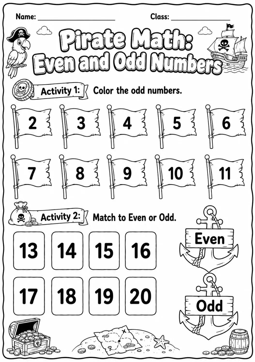 Pirate Math: Capacity and Volume Worksheet printable Pirate Math worksheet preview from KiwiBee