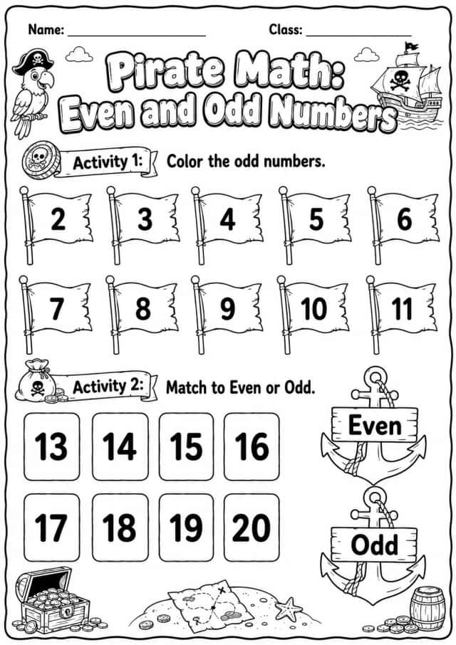 Pirate Math: Capacity and Volume Worksheet