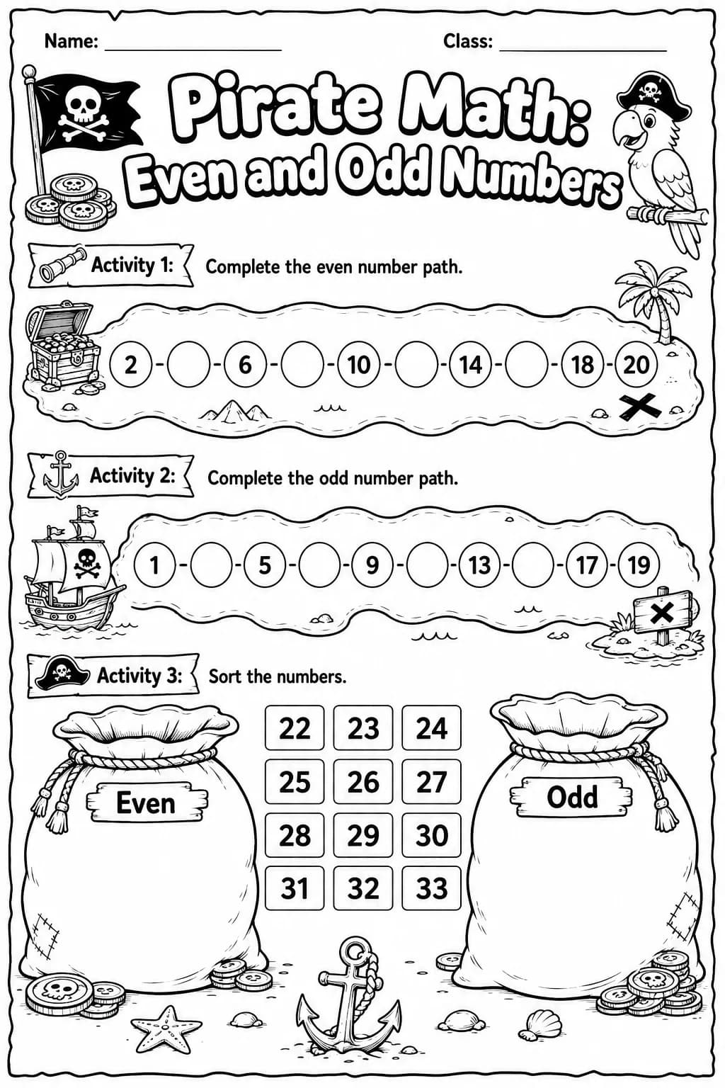 Pirate Math: Capacity and Volume Worksheet printable Pirate Math worksheet preview from KiwiBee