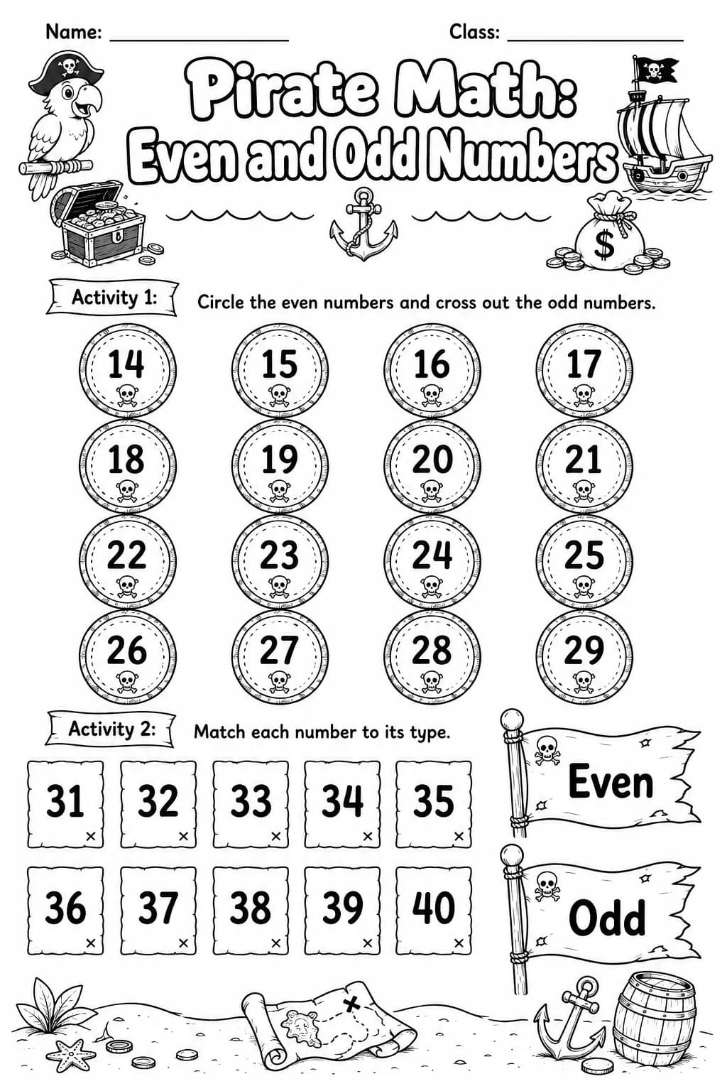 Pirate Math: Capacity and Volume Worksheet printable Pirate Math worksheet preview from KiwiBee