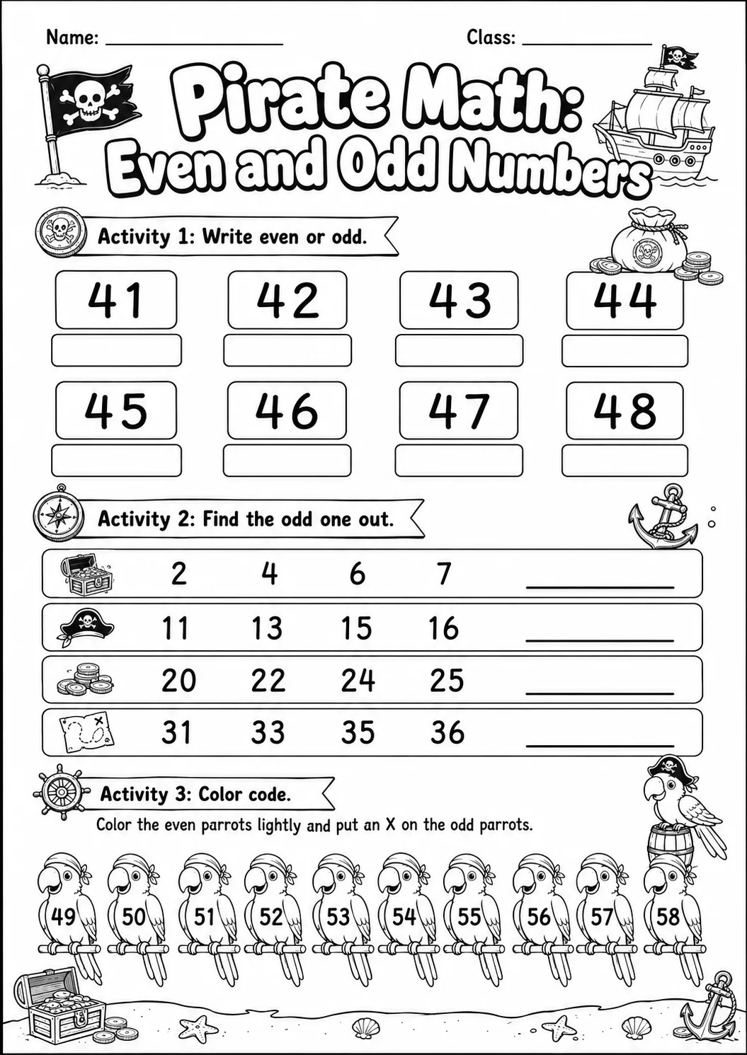 Pirate Math: Capacity and Volume Worksheet printable Pirate Math worksheet preview from KiwiBee