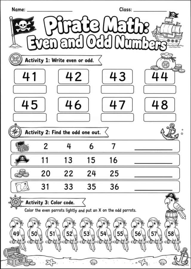 Pirate Math: Capacity and Volume Worksheet