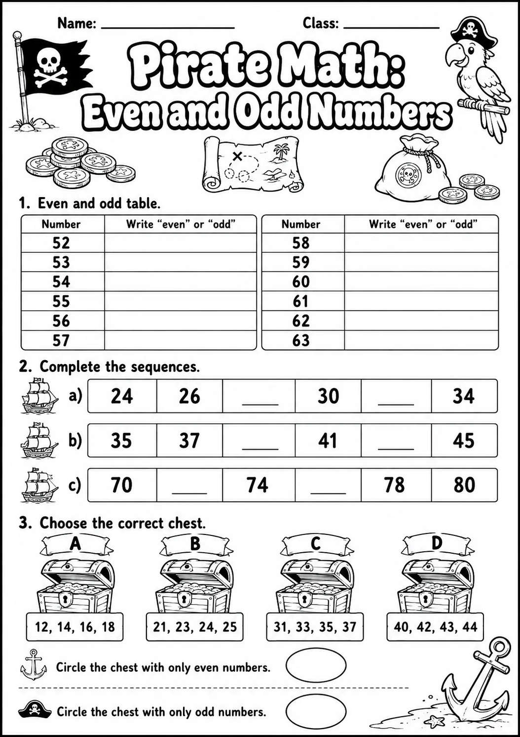 Pirate Math: Capacity and Volume Worksheet printable Pirate Math worksheet preview from KiwiBee