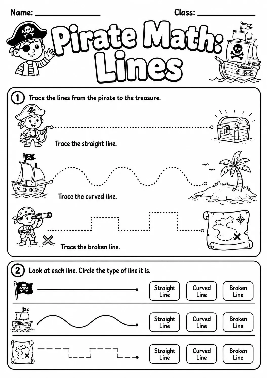 Pirate Math: Capacity and Volume Worksheet printable Pirate Math worksheet preview from KiwiBee