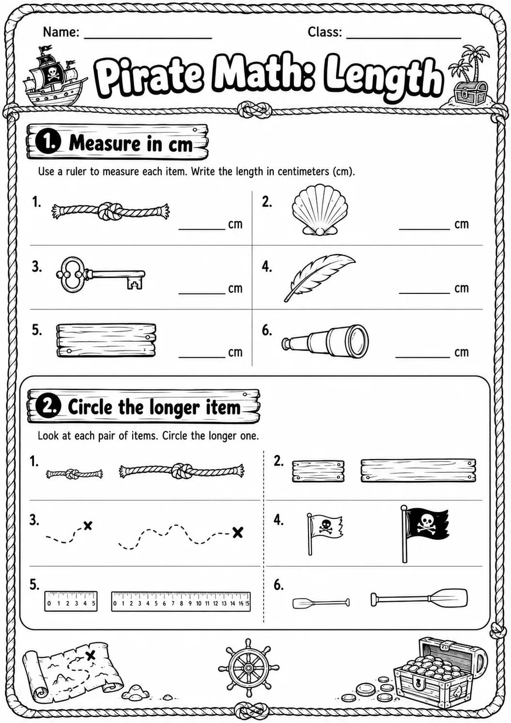 Pirate Math: Capacity and Volume Worksheet Pack printable Pirate Math worksheet preview from KiwiBee