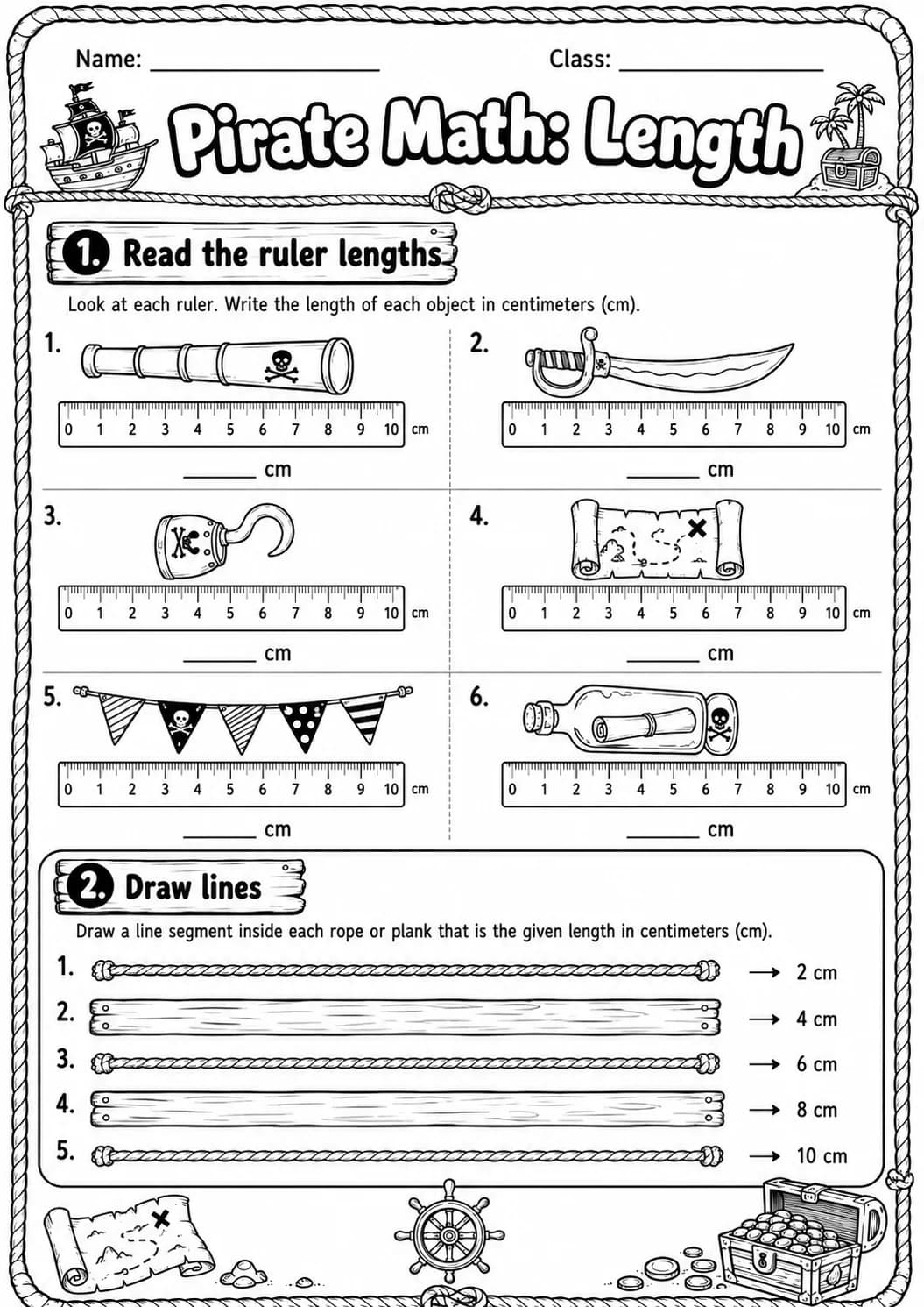 Pirate Math: Capacity and Volume Worksheet Pack page 2 printable Pirate Math preview