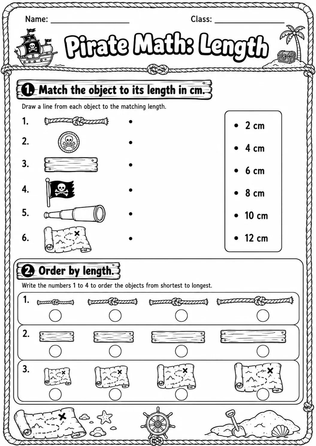 Pirate Math: Capacity and Volume Worksheet Pack page 3 printable Pirate Math preview
