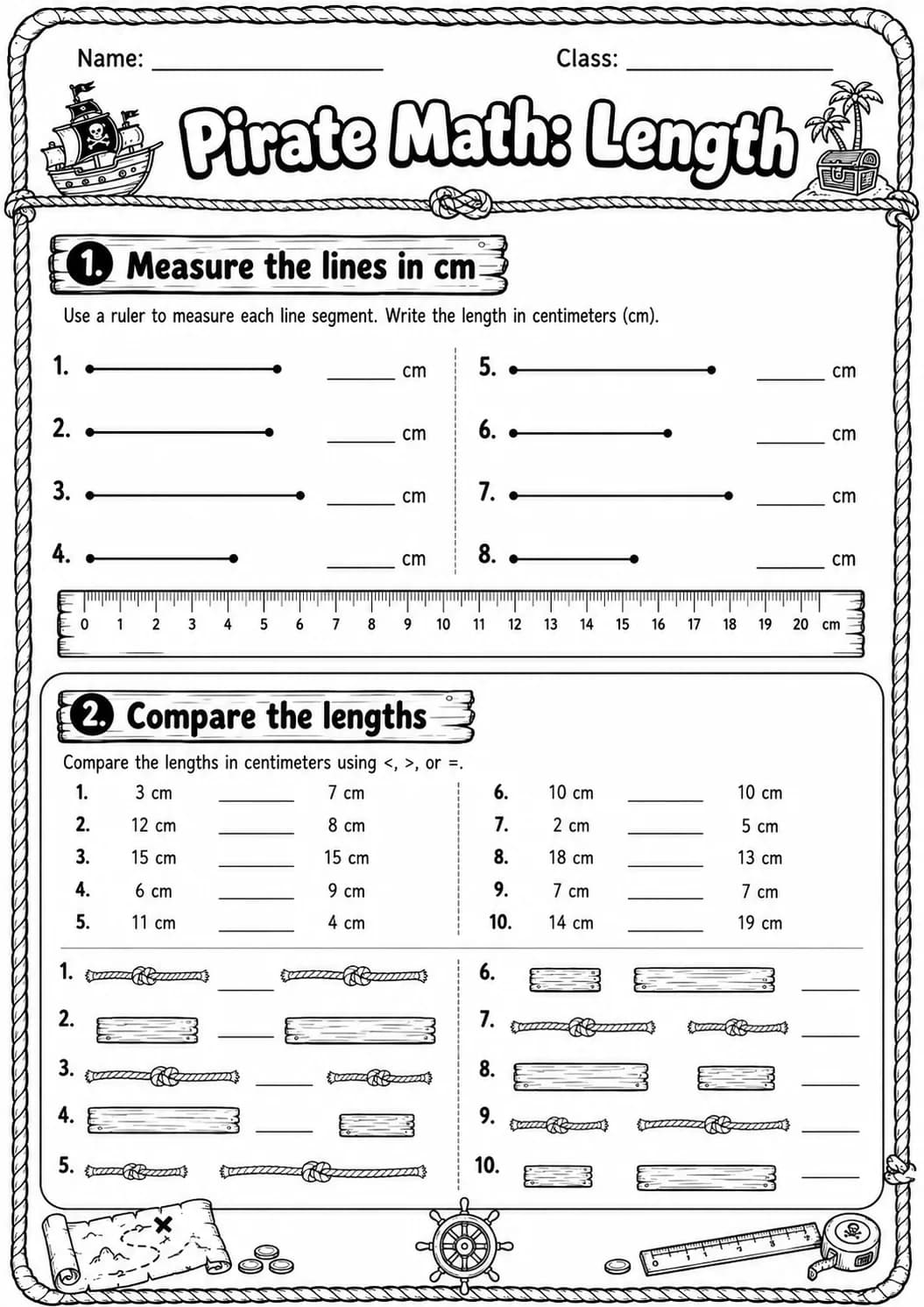 Pirate Math: Capacity and Volume Worksheet Pack page 4 printable Pirate Math preview