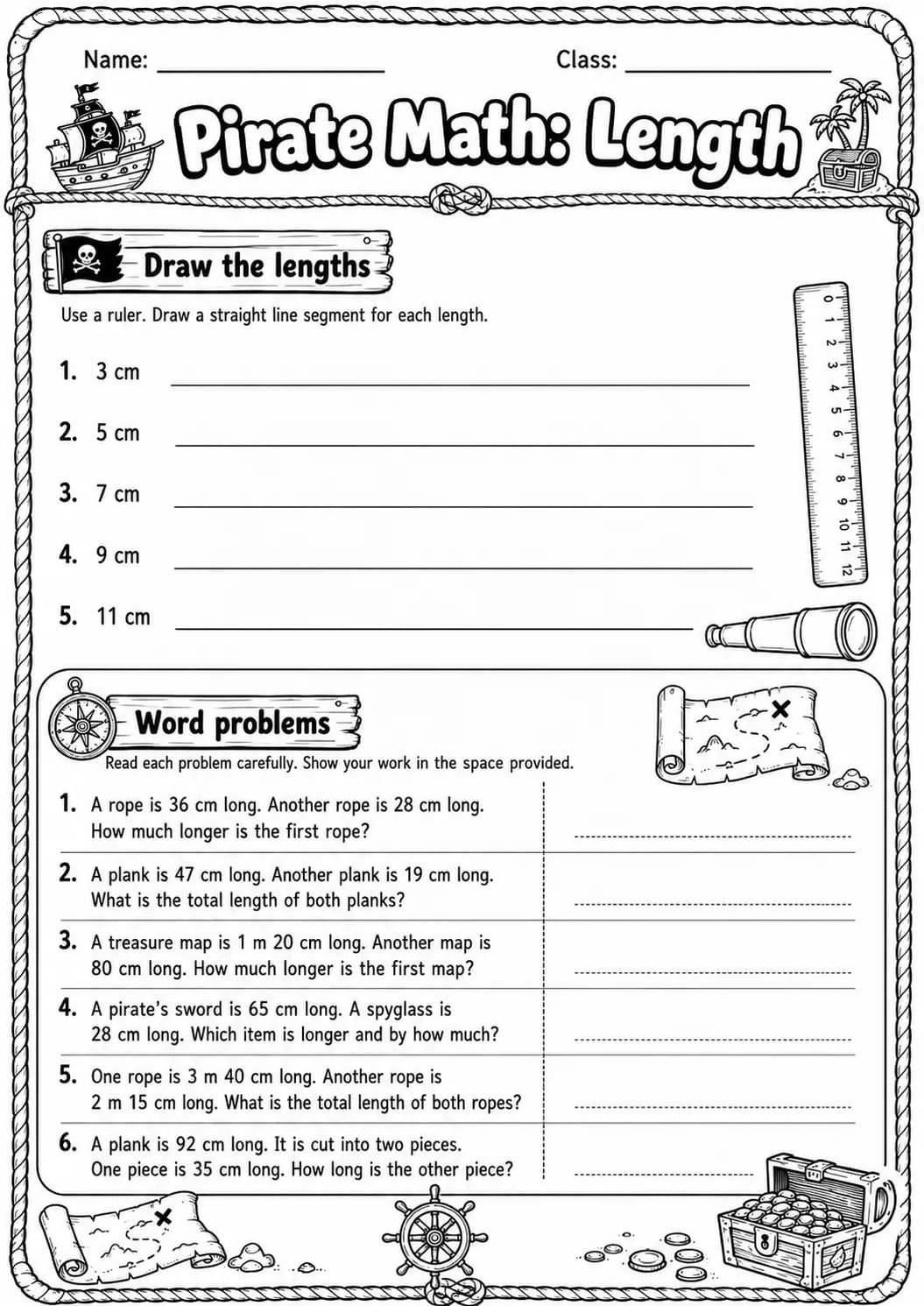 Pirate Math: Capacity and Volume Worksheet Pack page 6 printable Pirate Math preview