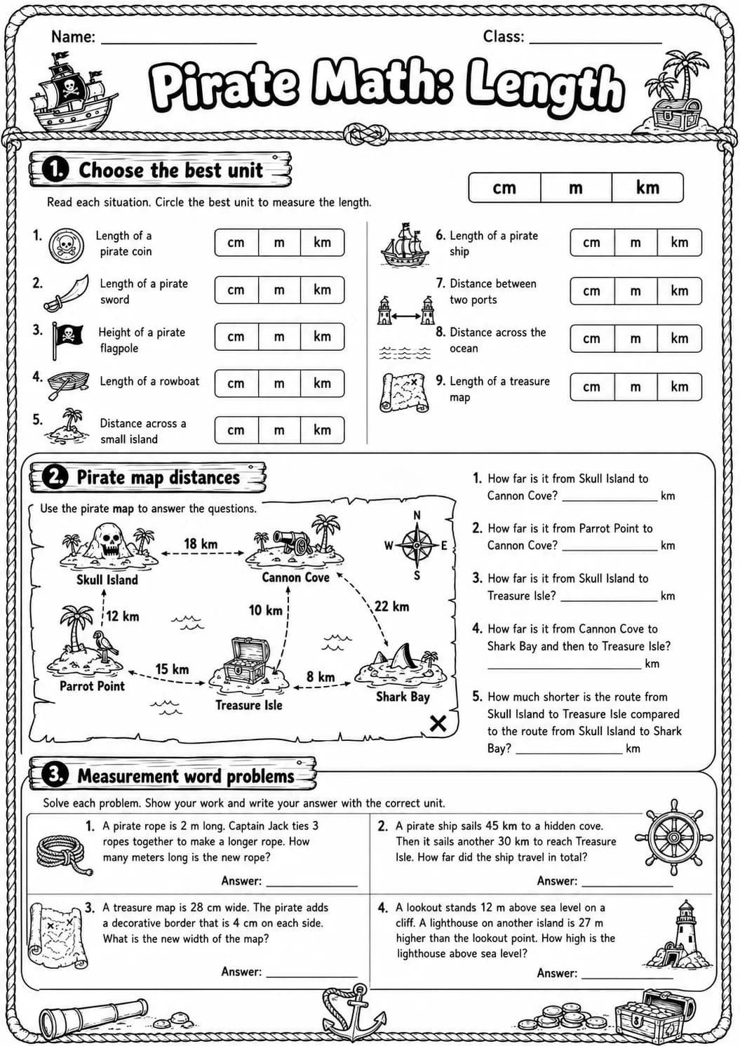 Pirate Math: Capacity and Volume Worksheet Pack page 8 printable Pirate Math preview