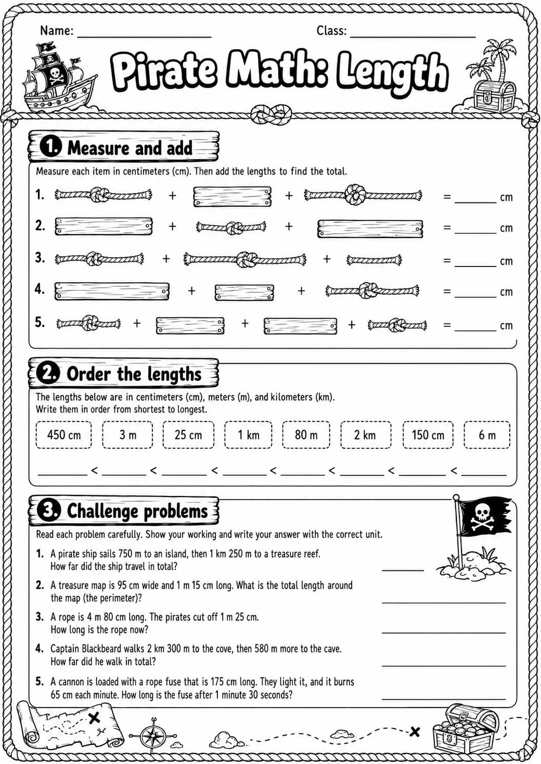 Pirate Math: Capacity and Volume Worksheet Pack page 9 printable Pirate Math preview