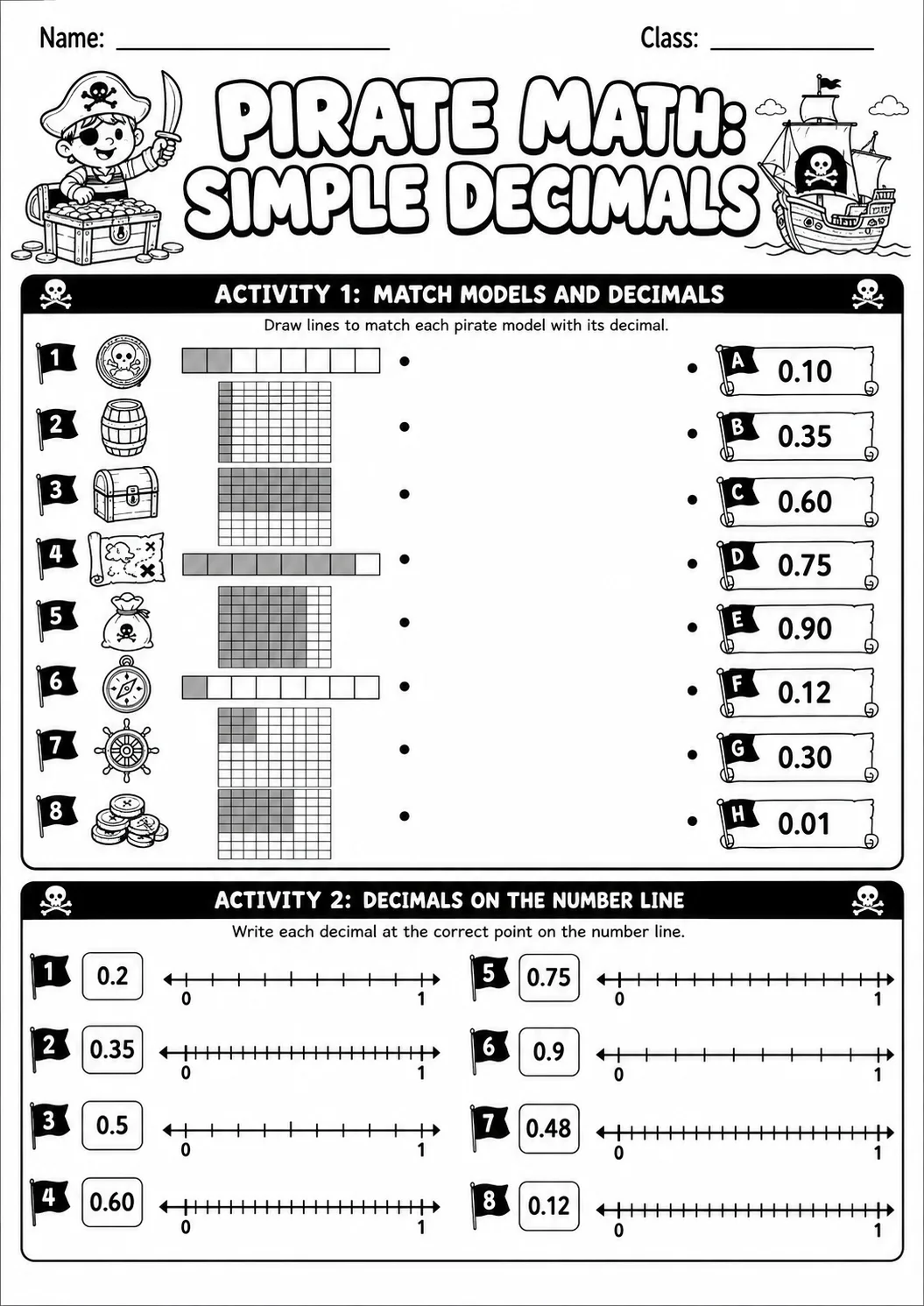 Pirate Math: Capacity and Volume Worksheet Pack page 5 printable Pirate Math preview