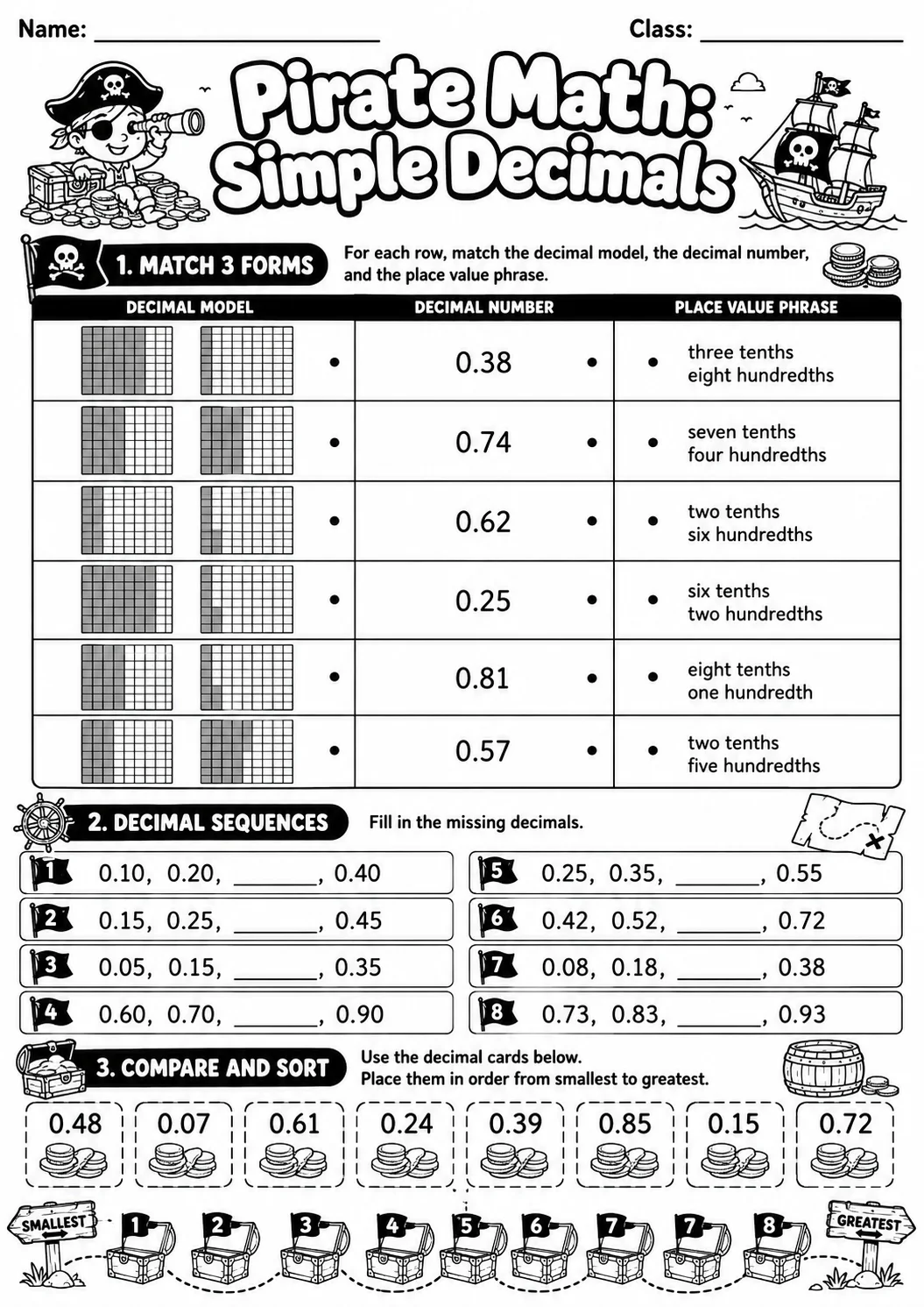 Pirate Math: Capacity and Volume Worksheet Pack page 9 printable Pirate Math preview