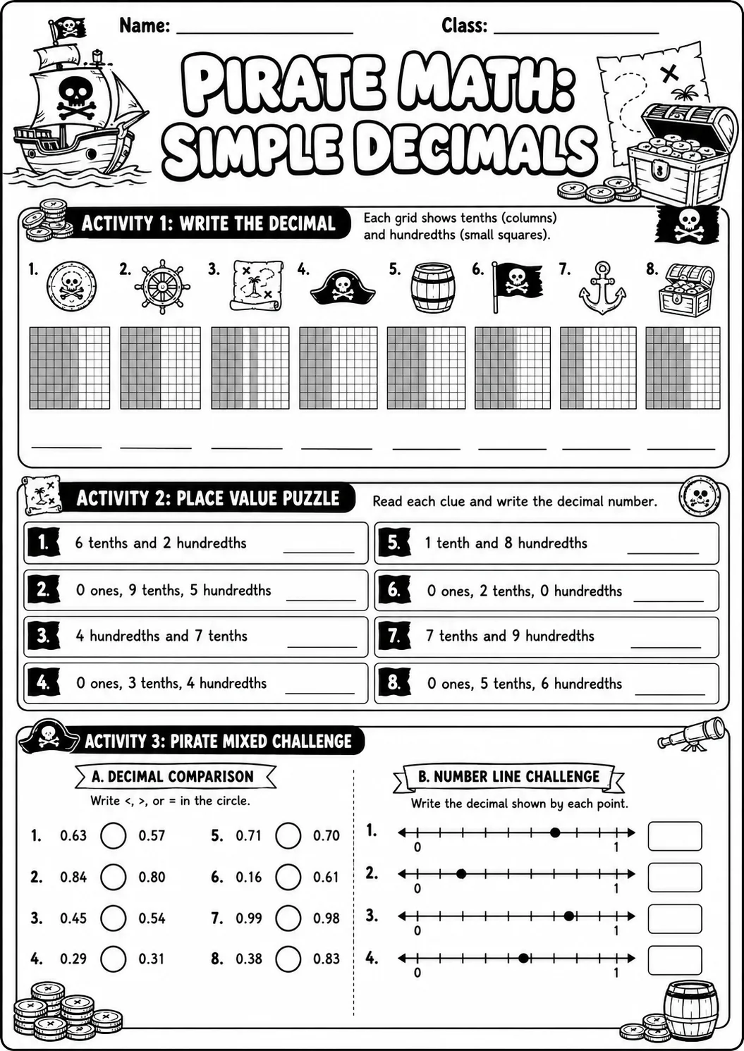 Pirate Math: Capacity and Volume Worksheet Pack page 10 printable Pirate Math preview
