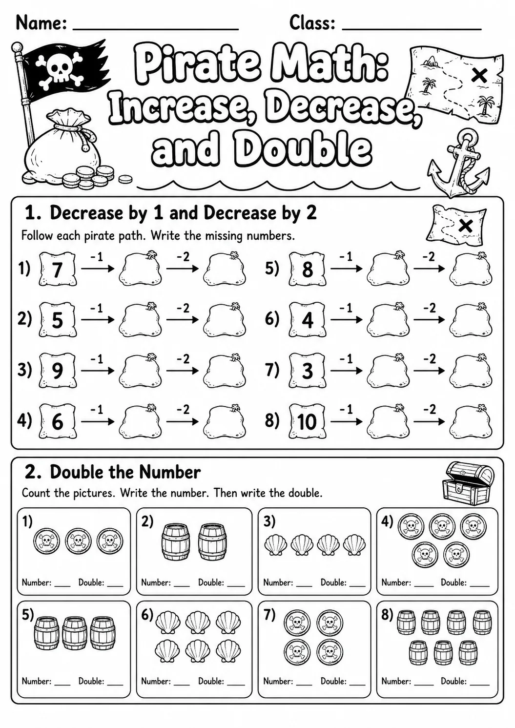 Pirate Math: Capacity and Volume Worksheet Pack page 2 printable Pirate Math preview