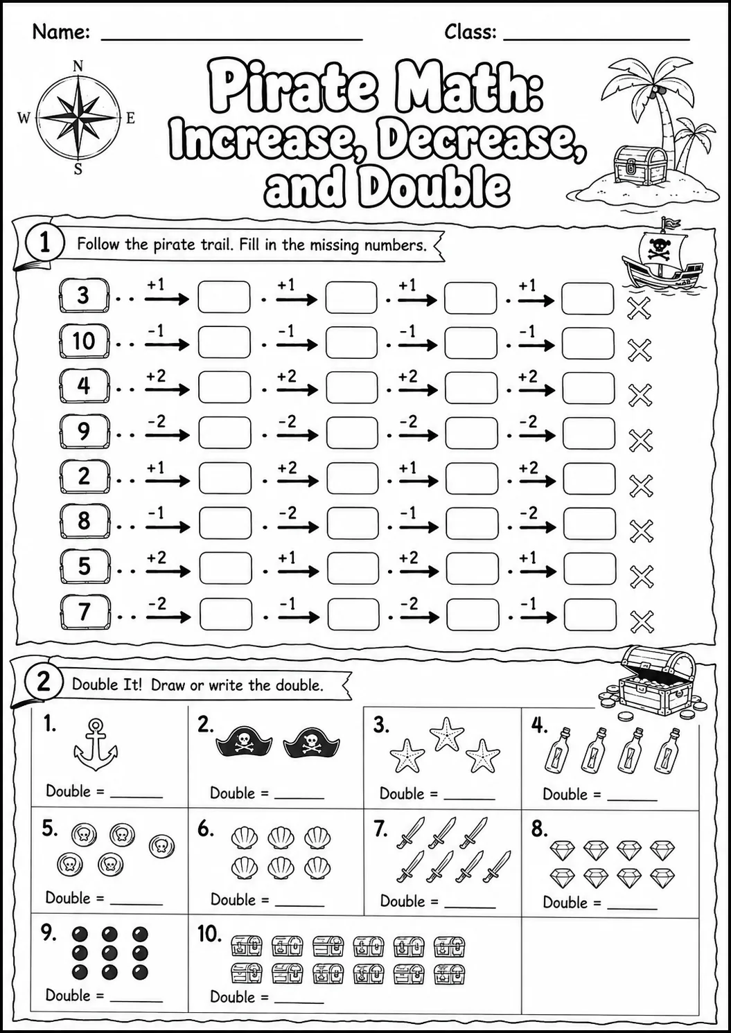 Pirate Math: Capacity and Volume Worksheet Pack page 3 printable Pirate Math preview