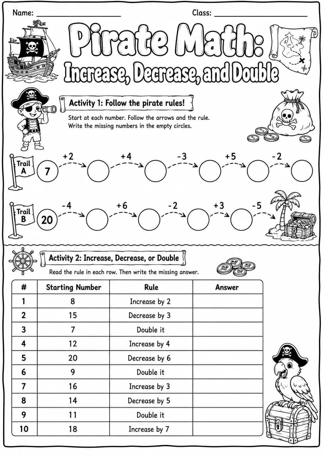 Pirate Math: Capacity and Volume Worksheet Pack page 5 printable Pirate Math preview