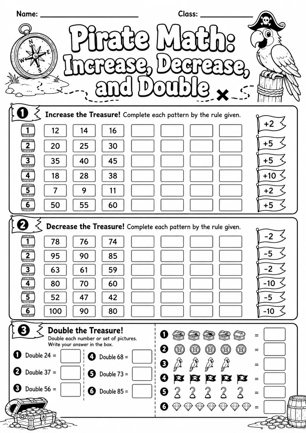 Pirate Math: Capacity and Volume Worksheet Pack page 6 printable Pirate Math preview