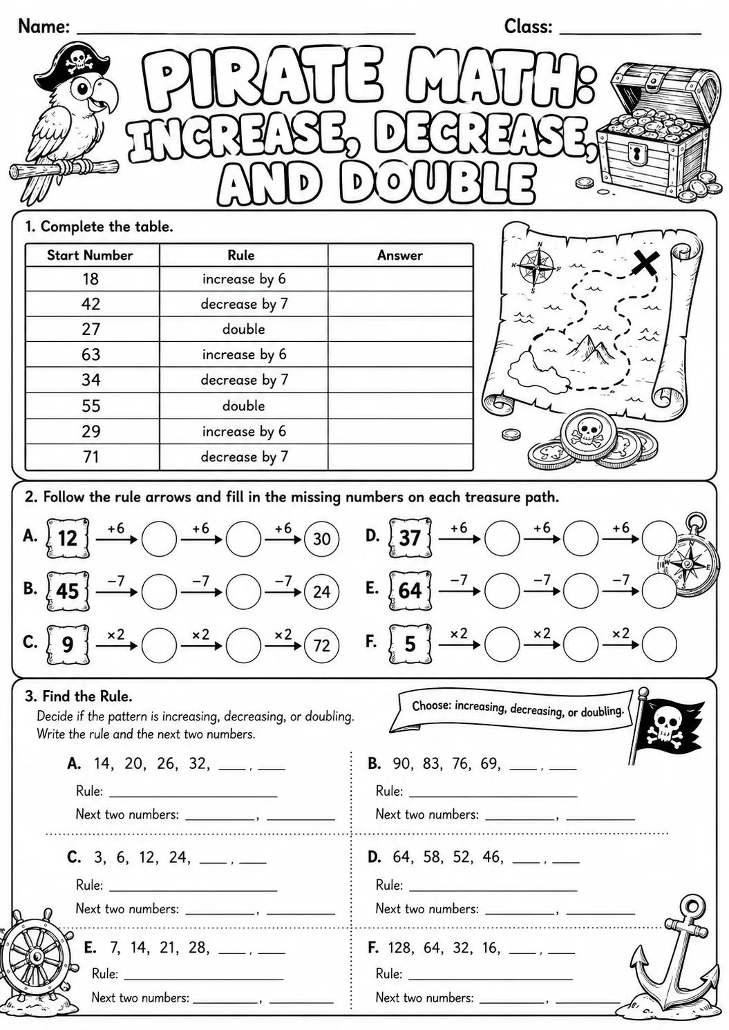 Pirate Math: Capacity and Volume Worksheet Pack page 8 printable Pirate Math preview