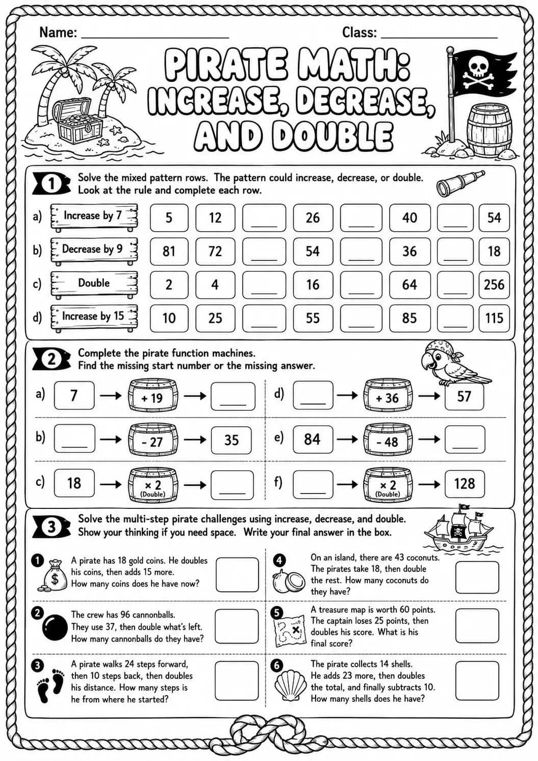 Pirate Math: Capacity and Volume Worksheet Pack page 9 printable Pirate Math preview