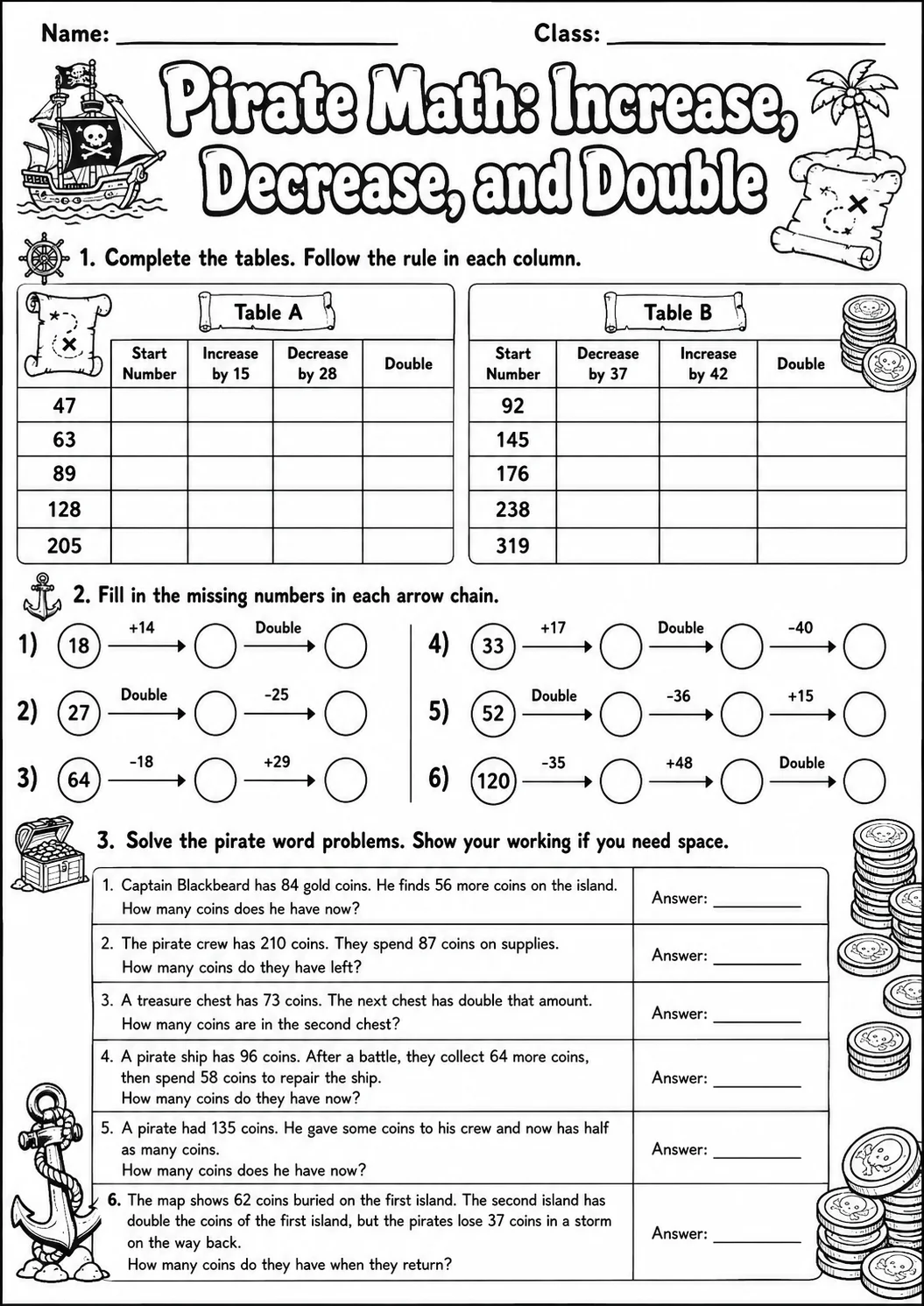Pirate Math: Capacity and Volume Worksheet Pack page 10 printable Pirate Math preview