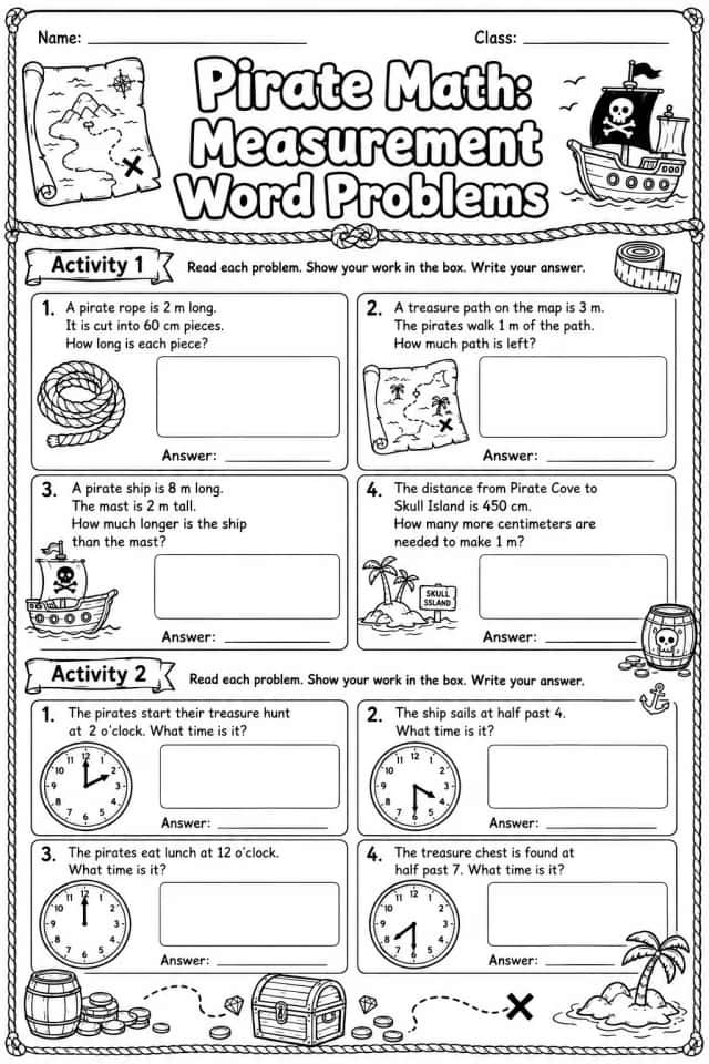 Pirate Math: Capacity and Volume Worksheet Pack