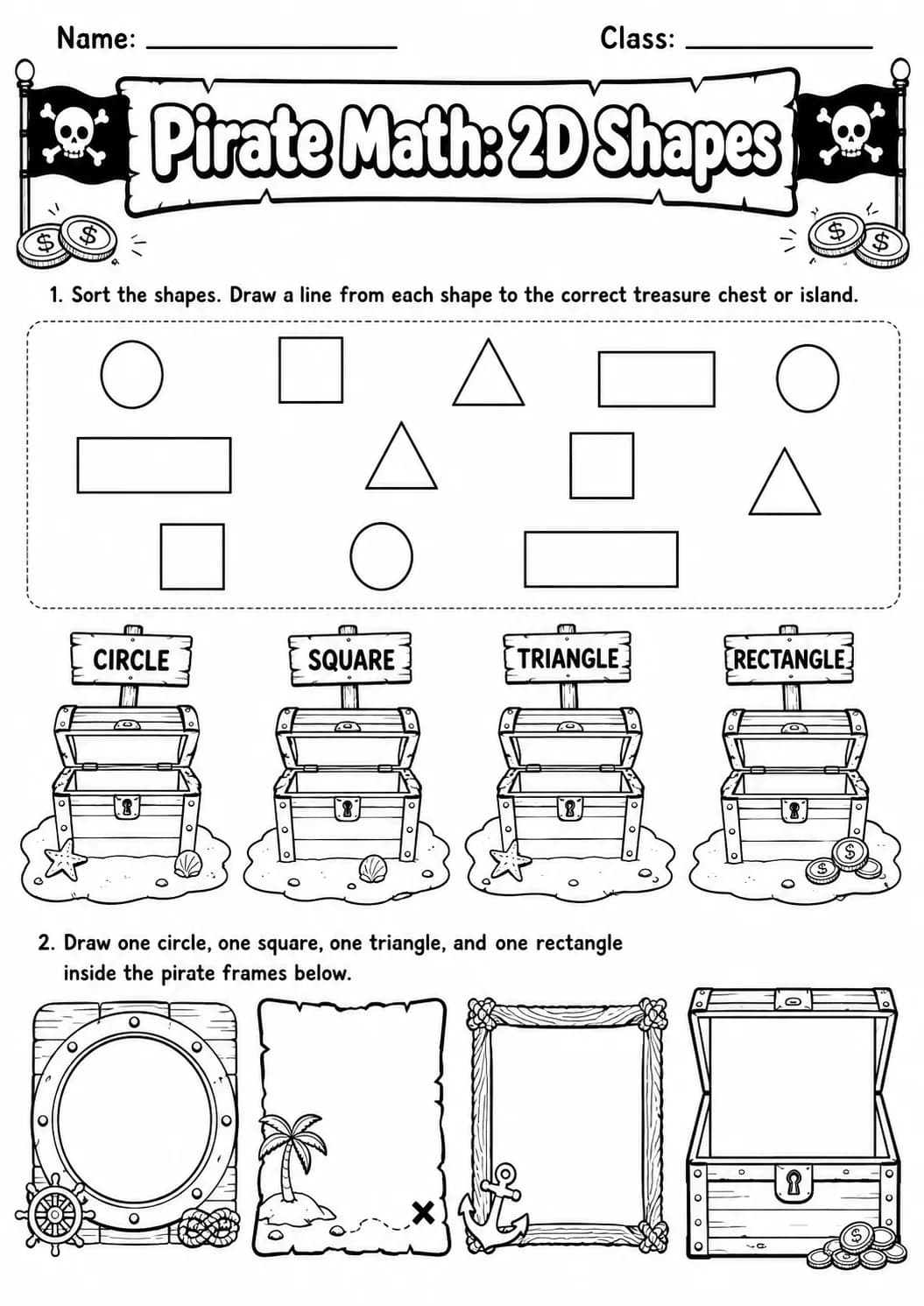 Pirate Math: Money Worksheet Pack page 3 printable Pirate Math preview