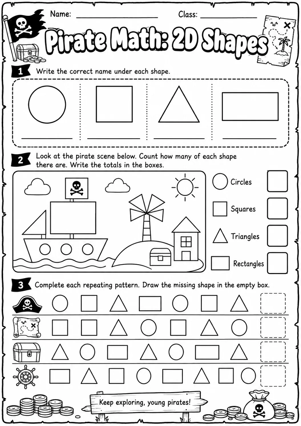 Pirate Math: Money Worksheet Pack page 4 printable Pirate Math preview