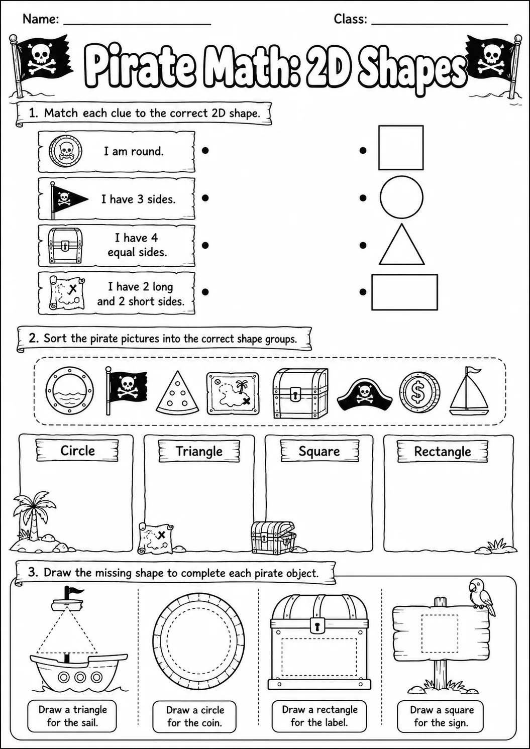 Pirate Math: Money Worksheet Pack page 5 printable Pirate Math preview