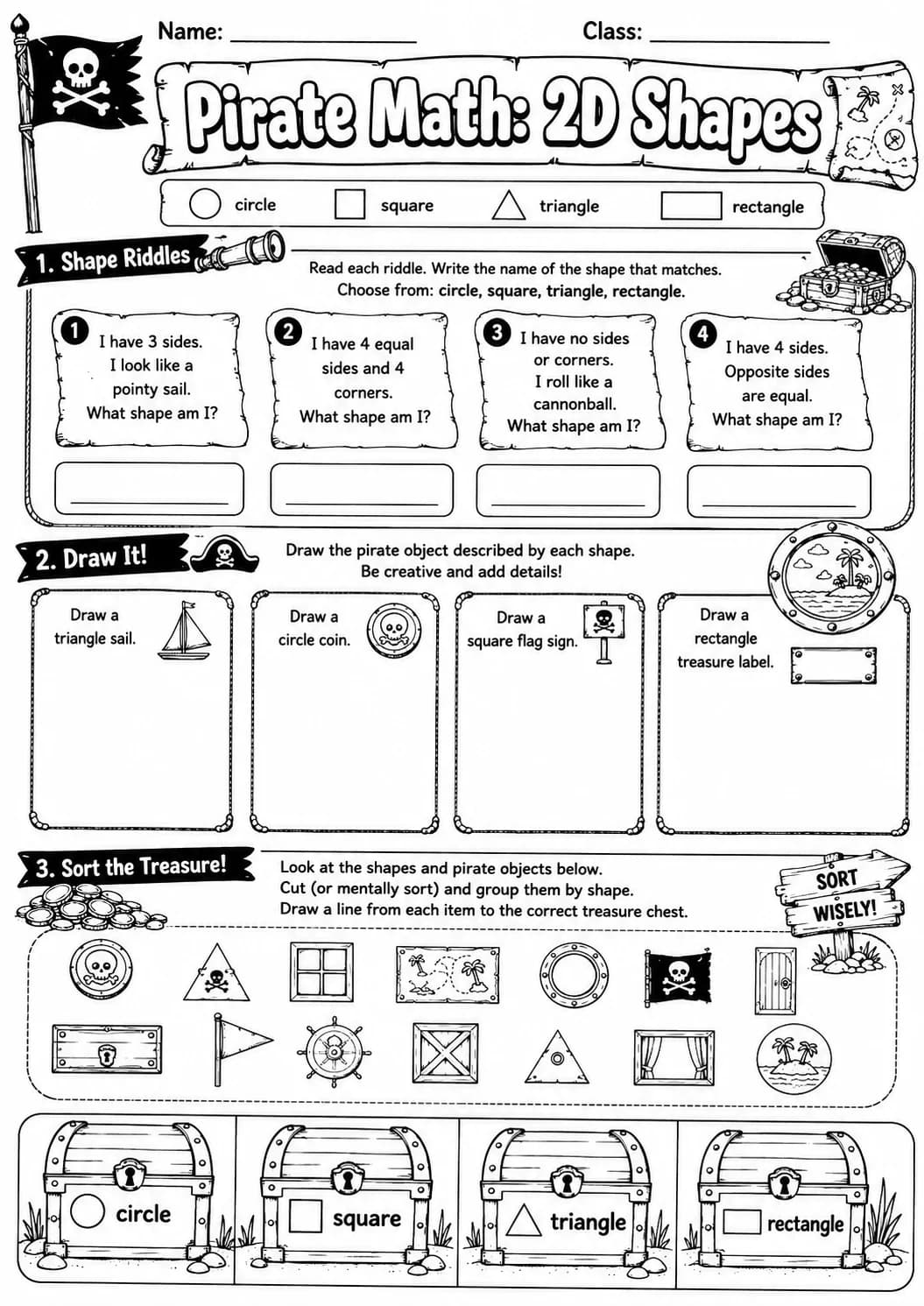 Pirate Math: Money Worksheet Pack page 7 printable Pirate Math preview