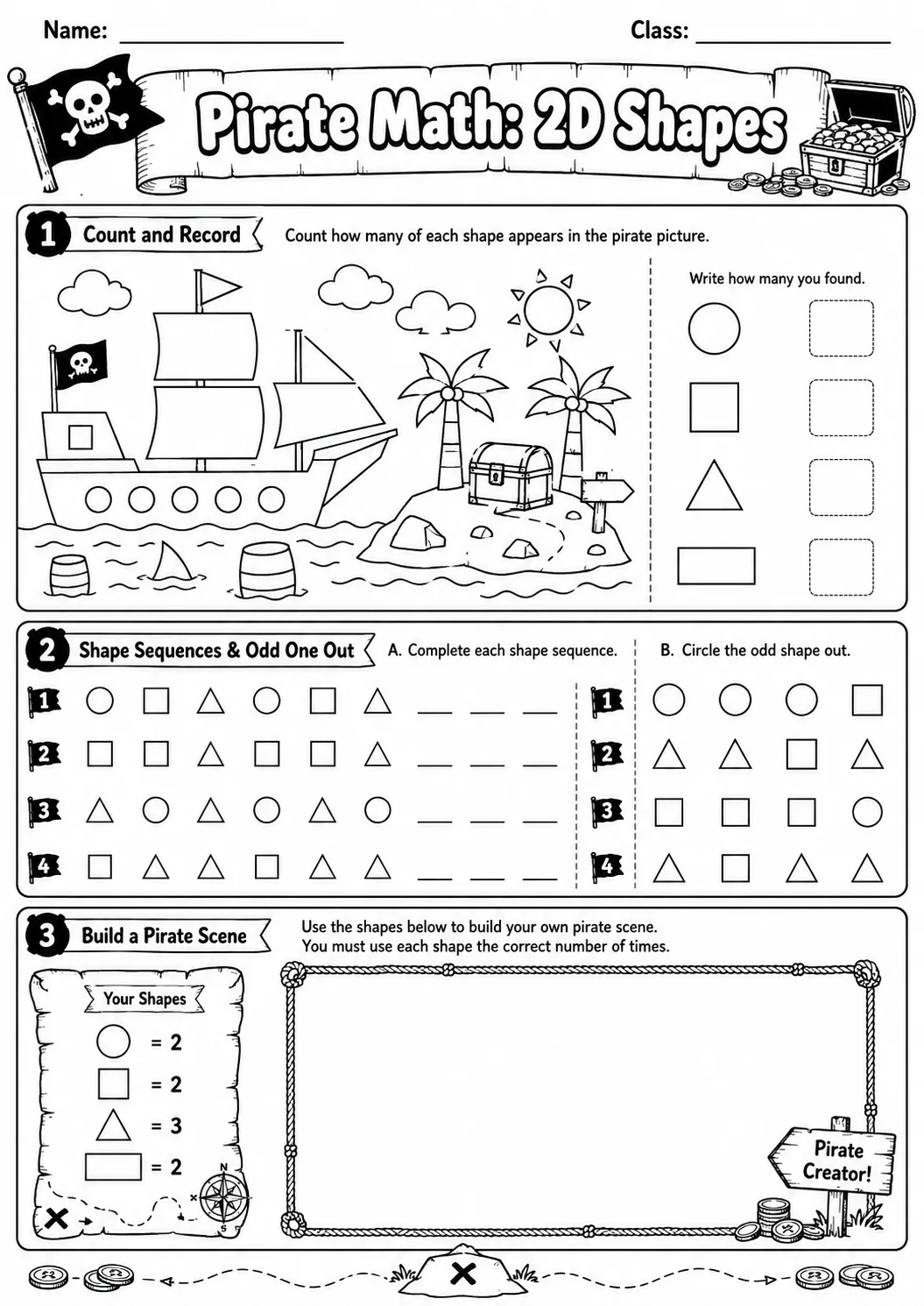 Pirate Math: Money Worksheet Pack page 8 printable Pirate Math preview