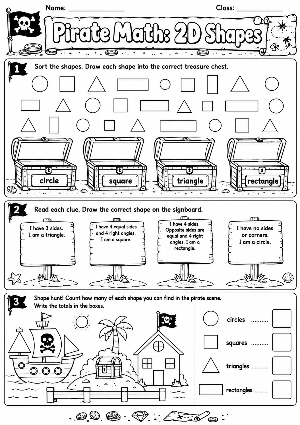Pirate Math: Money Worksheet Pack page 10 printable Pirate Math preview