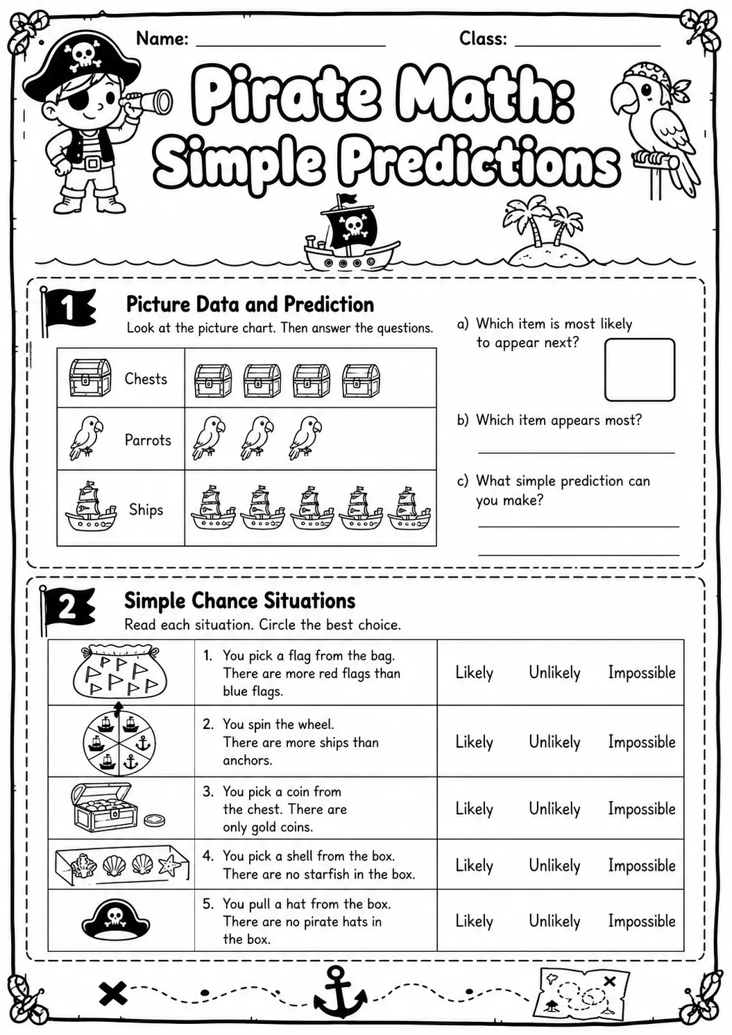 Pirate Math: Money Worksheet Pack printable Pirate Math worksheet preview from KiwiBee