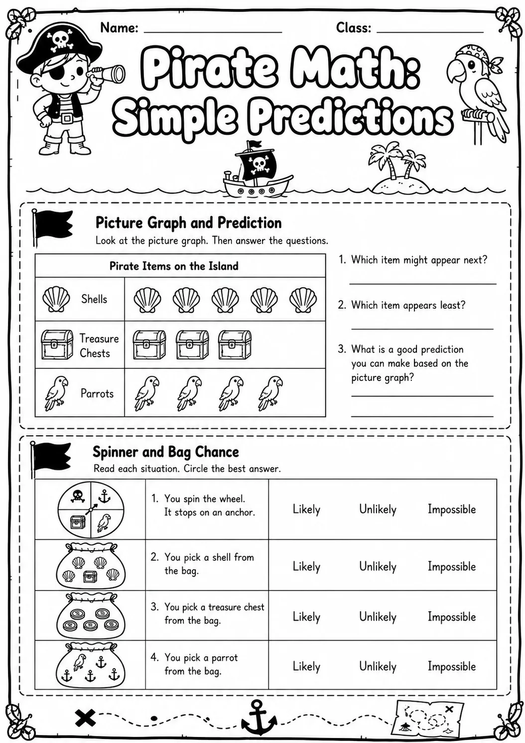 Pirate Math: Money Worksheet Pack page 2 printable Pirate Math preview