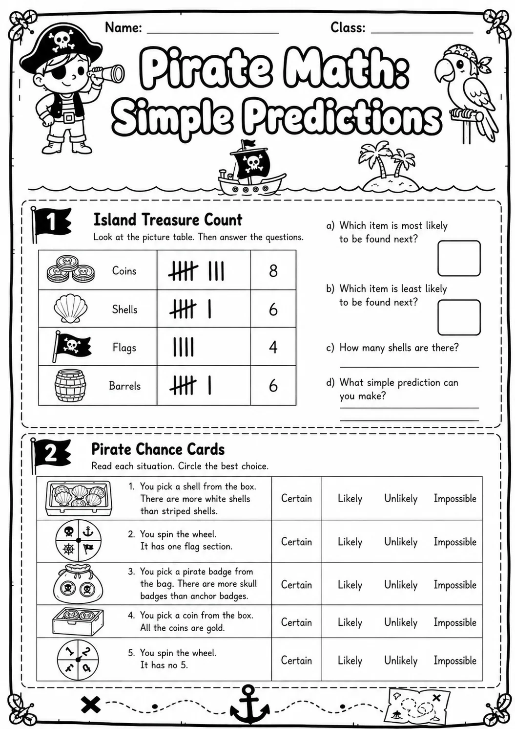 Pirate Math: Money Worksheet Pack page 3 printable Pirate Math preview
